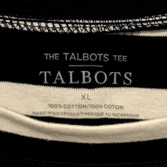 THE TALBOTS TEE size XL Striped Top Pullover Raglan 3/4 Sleeves 100% Cotton - Picture 2 of 6